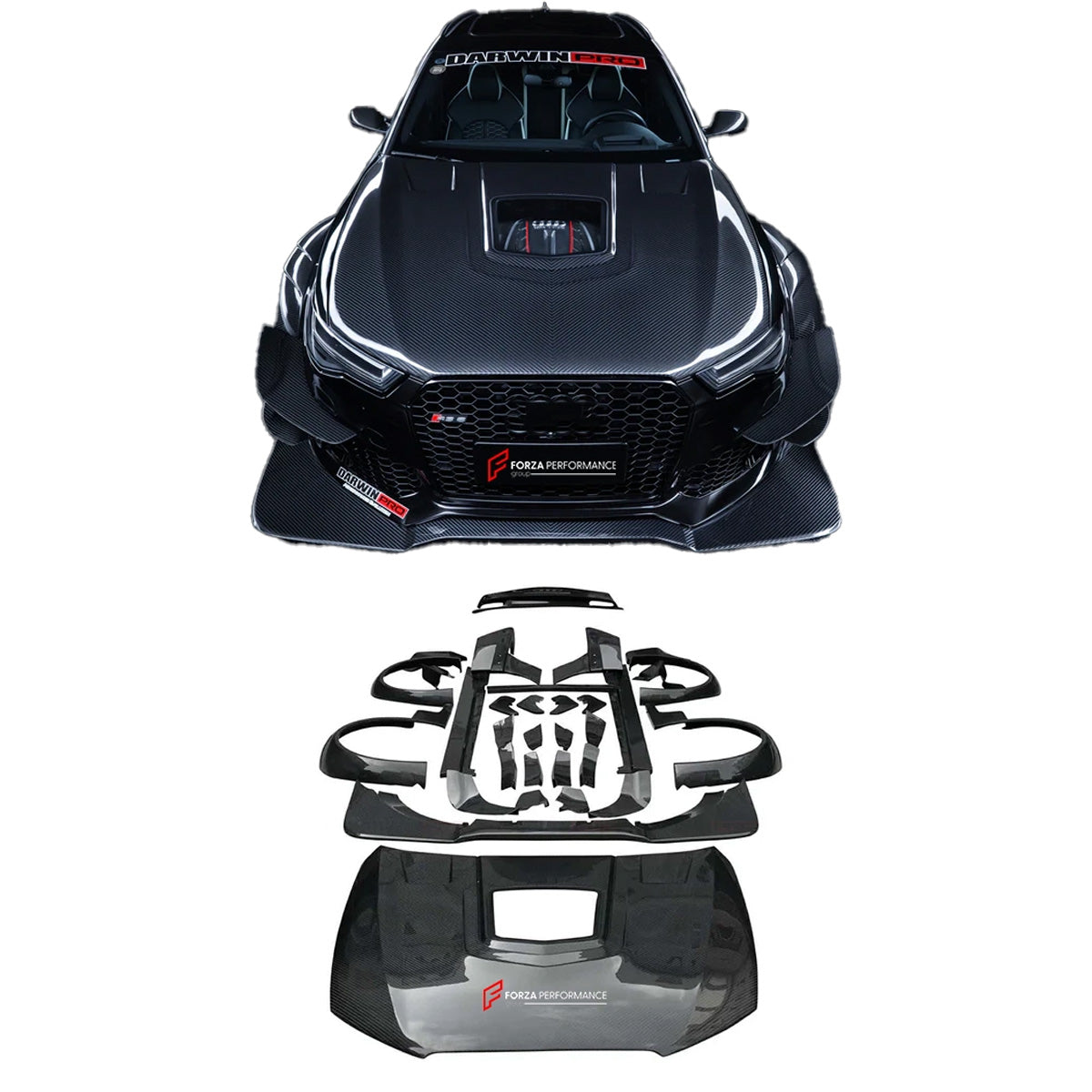 AUTHENTIC DARWINPRO DTM STYLE CARBON WIDE BODY KIT for AUDI RS6 C7 AVANT 2014 - 2018