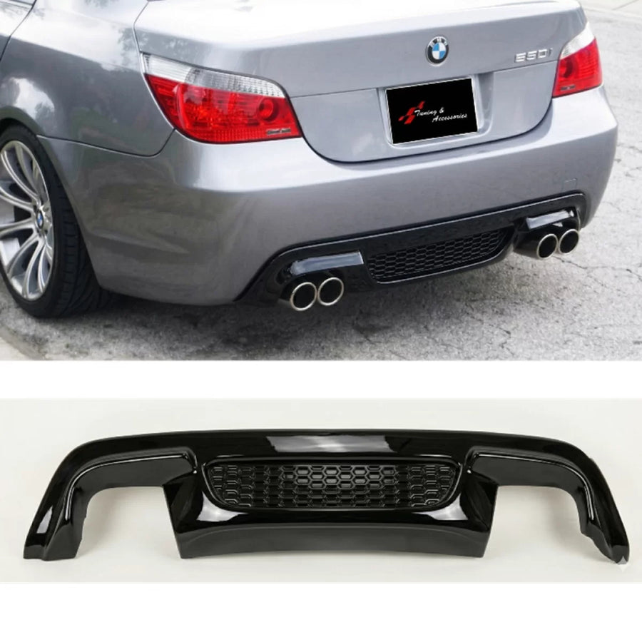 E60 M5 Rieger Style Diffuser R+L Dual Output Piano Black Vacuum Plastic / 2003-2010 – product image 1
