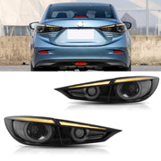 Vland Carlamp Full LED Tail Lights for Mazda 3 Axela Sedan 2014-2018 (Sequential Turn Signals w/ Dynamic Welcome Lighting)