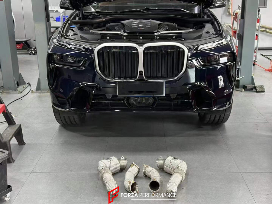 Buy Now EXHAUST CATLESS DOWNPIPE for BMW X7 G07 M60i 4.4T 2024 and upgrade car parts from SIR Tuning at the Best Price. Headlights, Tail lights, Bodykits, Navigations, Exhaust system and more - Fast & Free Shipping within Europe, US & Worldwide.
