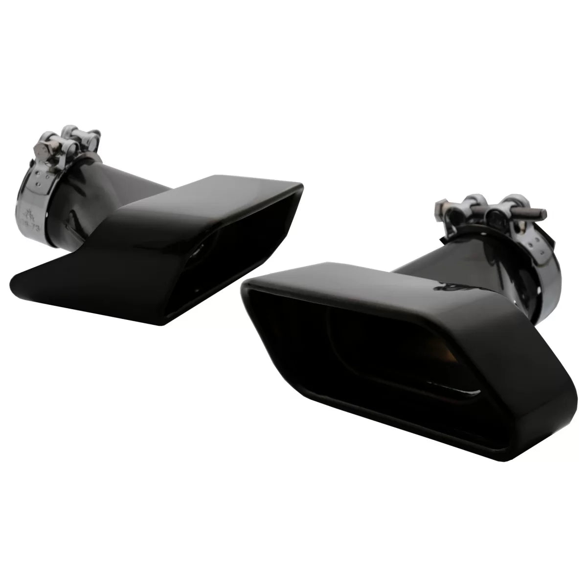 Exhaust Muffler Tips suitable for BMW 5 Series Sedan Touring F10 F11 F18 (2011-2017) 550i V8 LCI Square Design Black Edition 