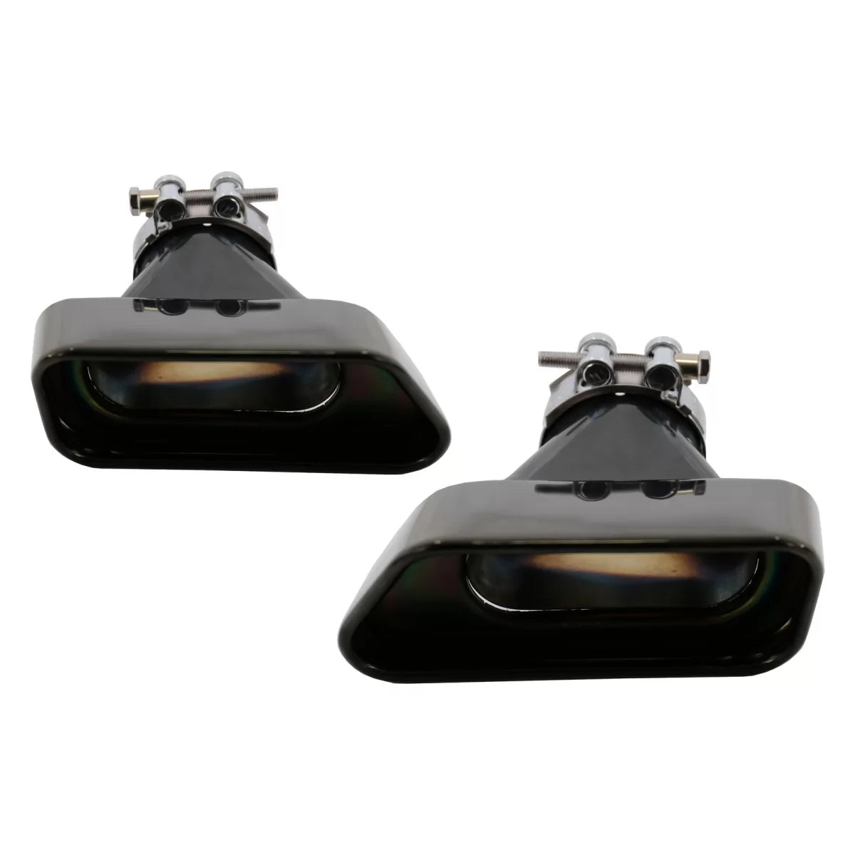 Exhaust Muffler Tips suitable for BMW 5 Series Sedan Touring F10 F11 F18 (2011-2017) 550i V8 LCI Square Design Black Edition 