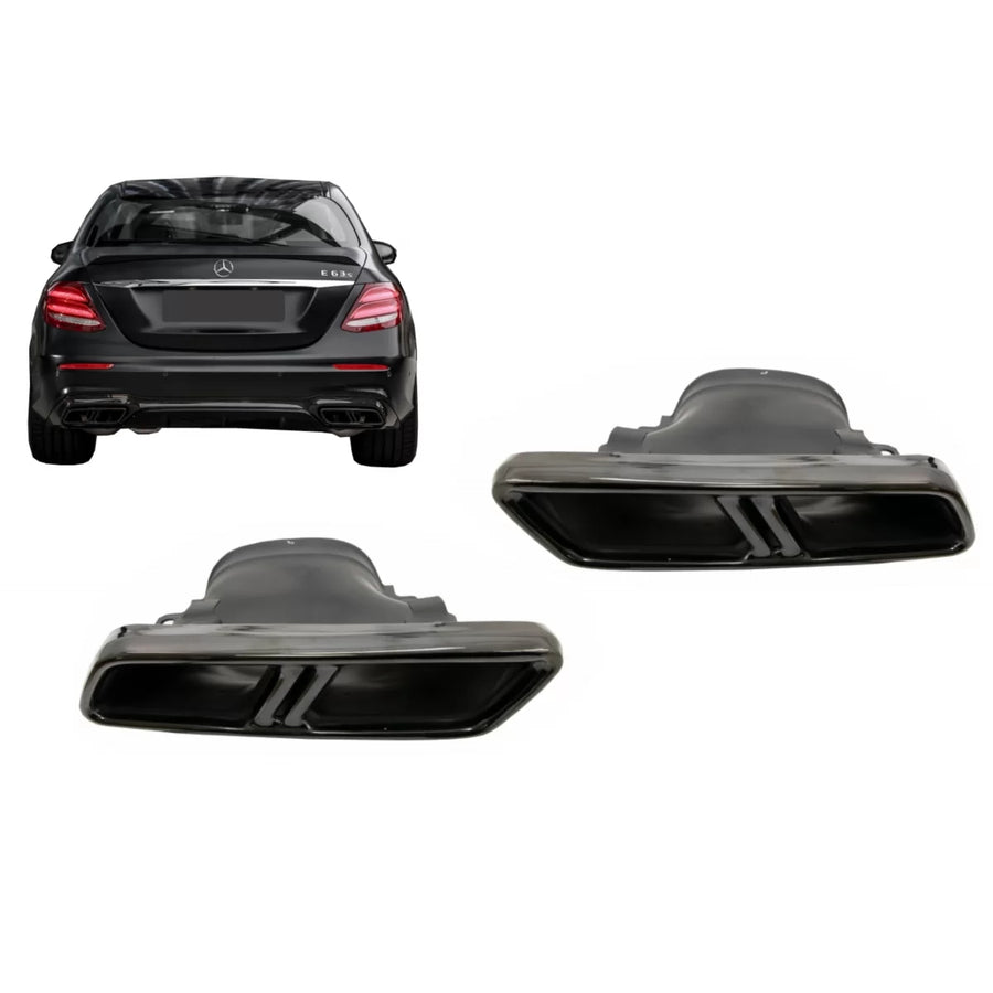 Exhaust Muffler Tips suitable for Mercedes E-Class W213 (2016-up) E63 S Design GLC SUV X253 GLC Coupe C253 (2015-2017) Black 
