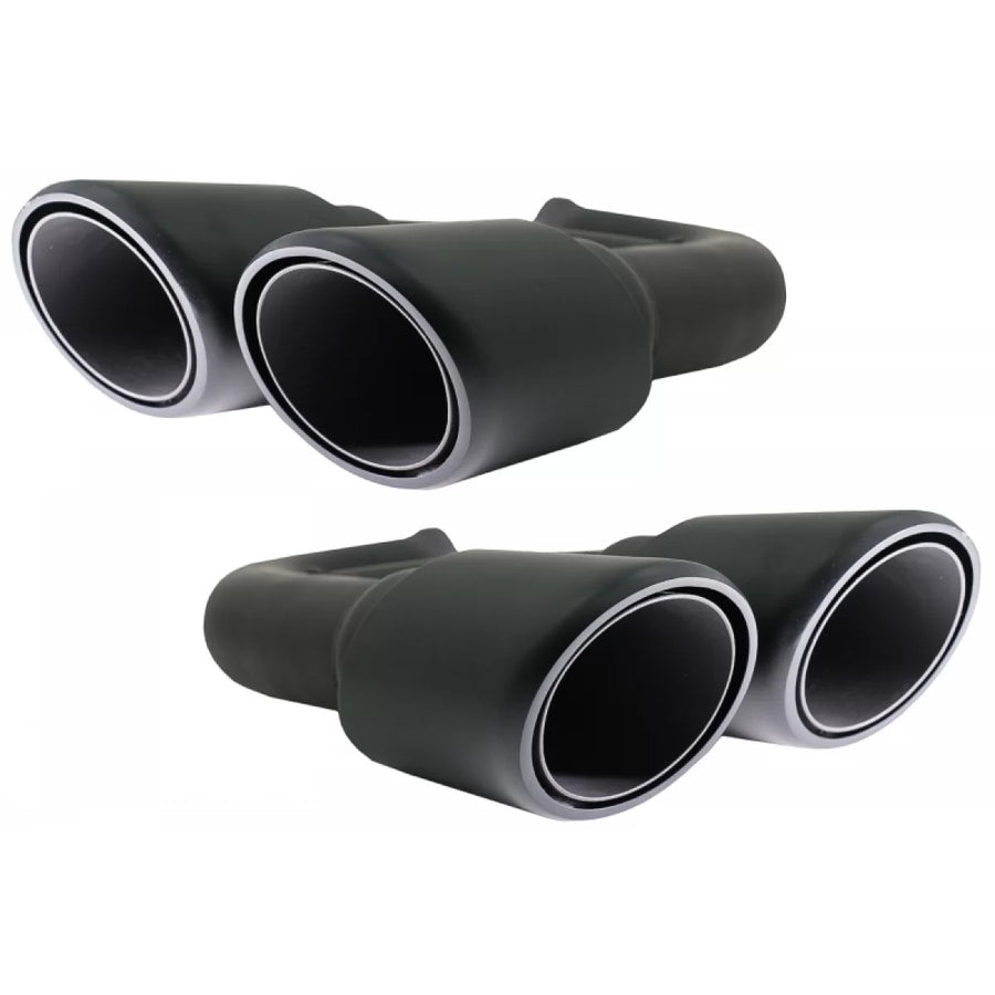 Exhaust Muffler Tips suitable for Porsche Cayenne 92A V6 V8 Diesel (05.2010-09.2014) GTS Design Matte Black – product image 1