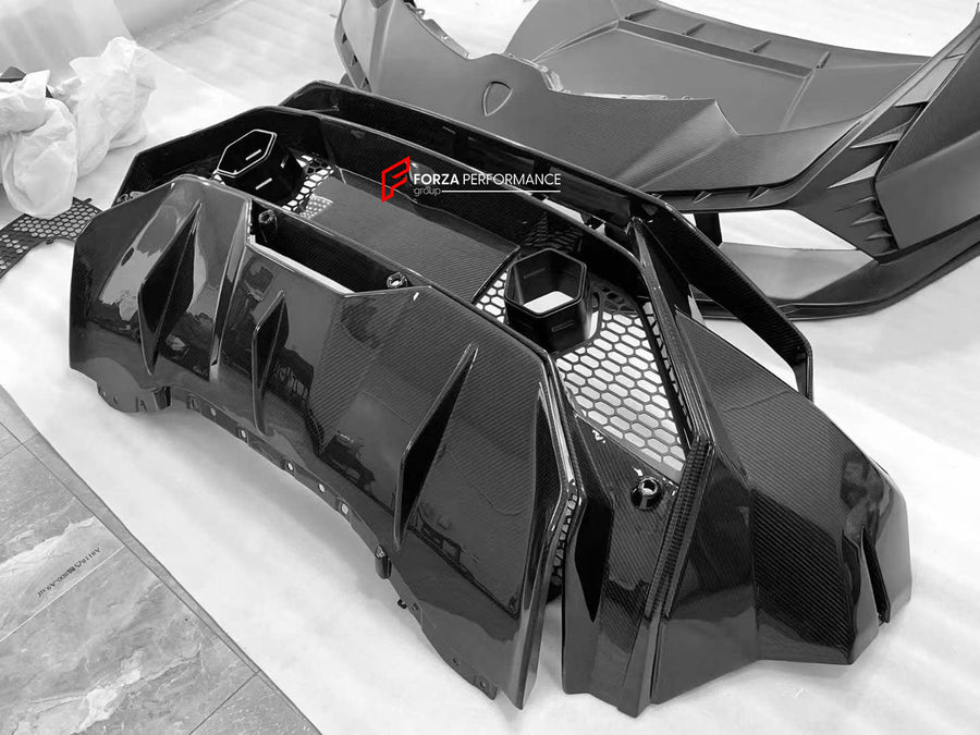 Buy Now DRY CARBON REAR BUMPER for LAMBORGHINI HURACAN LP580 LP610 EVO 2014+ upgrade to TECNICA and upgrade car parts from SIR Tuning at the Best Price. Headlights, Tail lights, Bodykits, Navigations, Carbon body kit and more - Fast & Free Shipping within Europe, US & Worldwide.