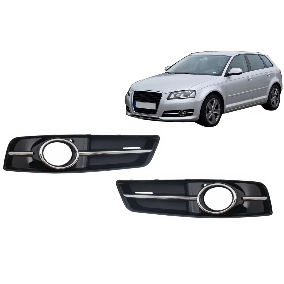 Fog Lamp Covers Side Grilles suitable for Audi A3 Facelift 8P1 (2008-2012) S3 Sline Design – product image 1