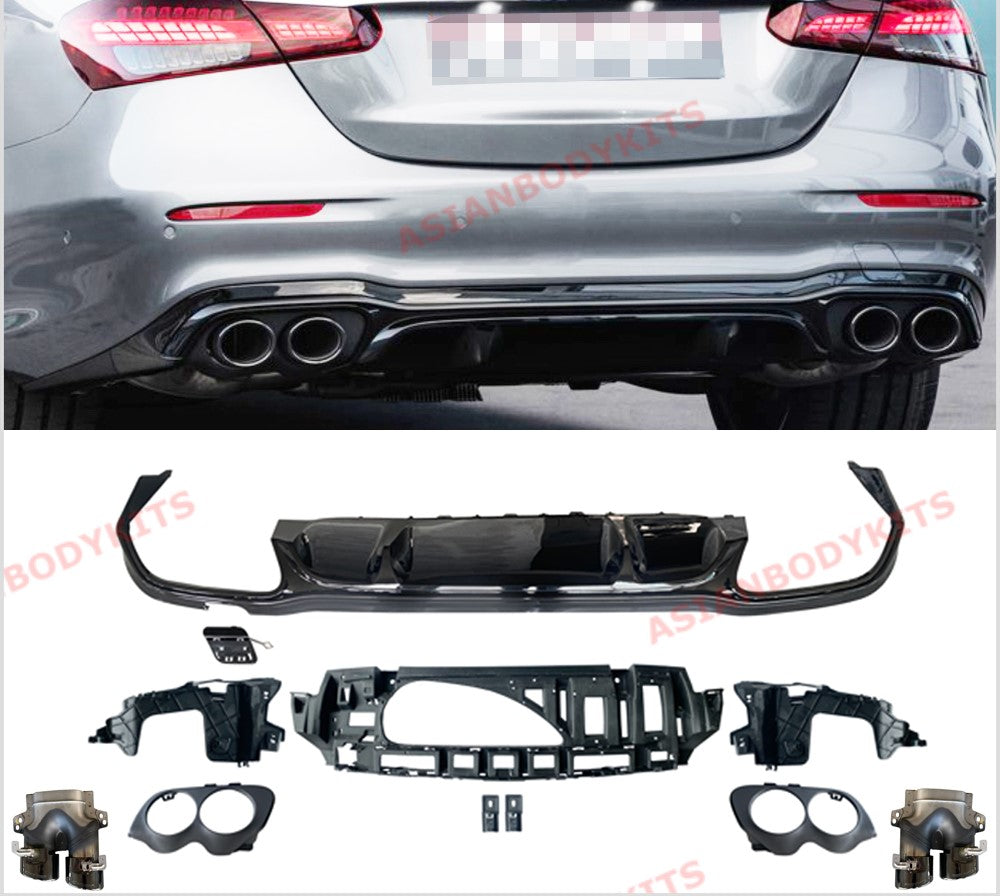 REAR DIFFUSER WITH BLACK EXHAUST TIPS for MERCEDES BENZ E-CLASS W213 E53 2020+