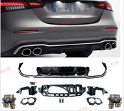 REAR DIFFUSER WITH SILVER EXHAUST TIPS for MERCEDES BENZ E-CLASS W213 E53 2020+