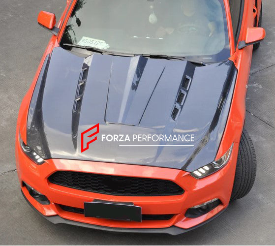Buy Now CARBON FIBER HOOD BONNET FOR FORD MUSTANG S550.1 2015-2017 V2 and upgrade car parts from SIR Tuning at the Best Price. Headlights, Tail lights, Bodykits, Navigations, Carbon body kit and more - Fast & Free Shipping within Europe, US & Worldwide.