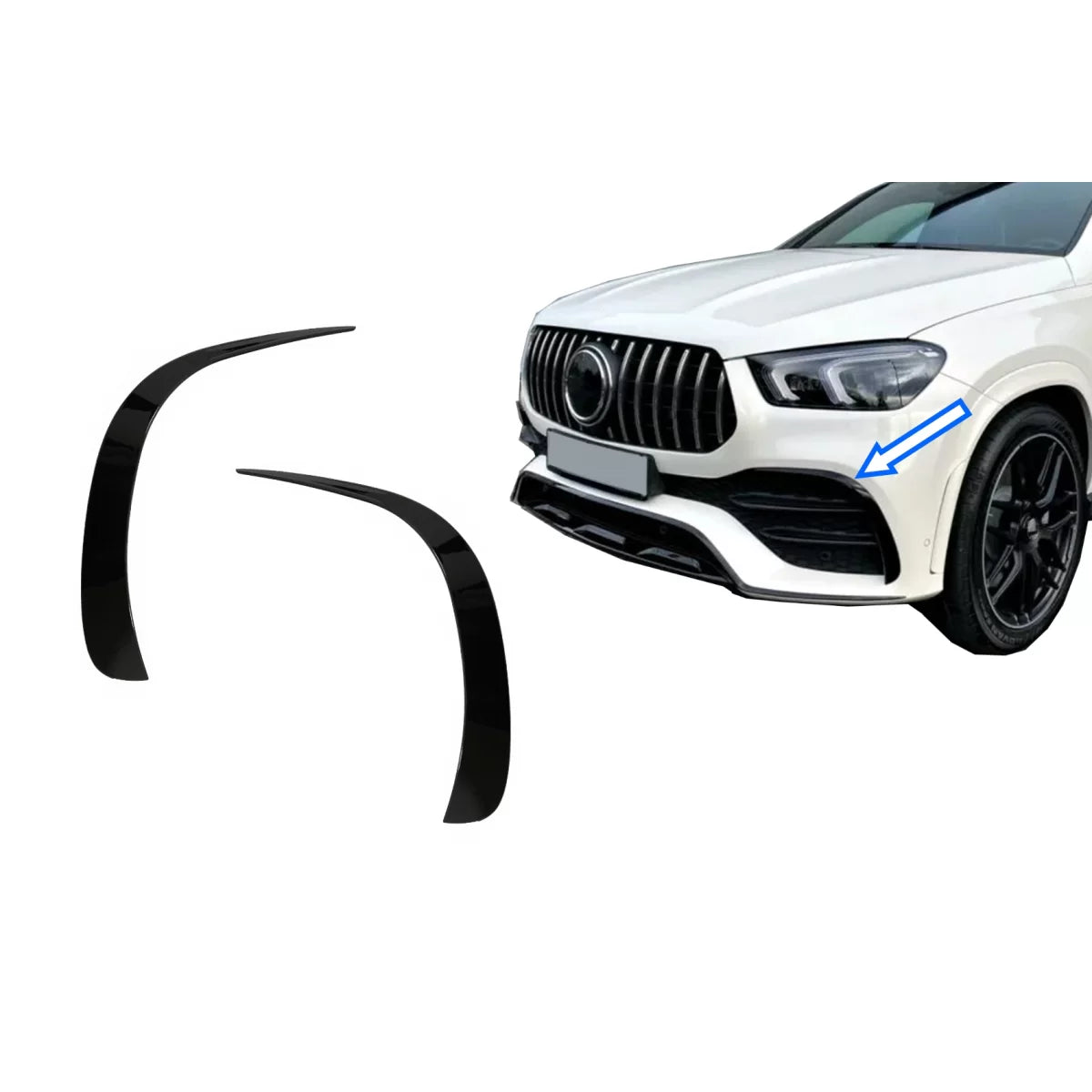 Front Bumper Flaps Side Fins Flics suitable for Mercedes GLE W167 GLE Coupe C167 (2019-up) only for AMG Sport line bumper GLE