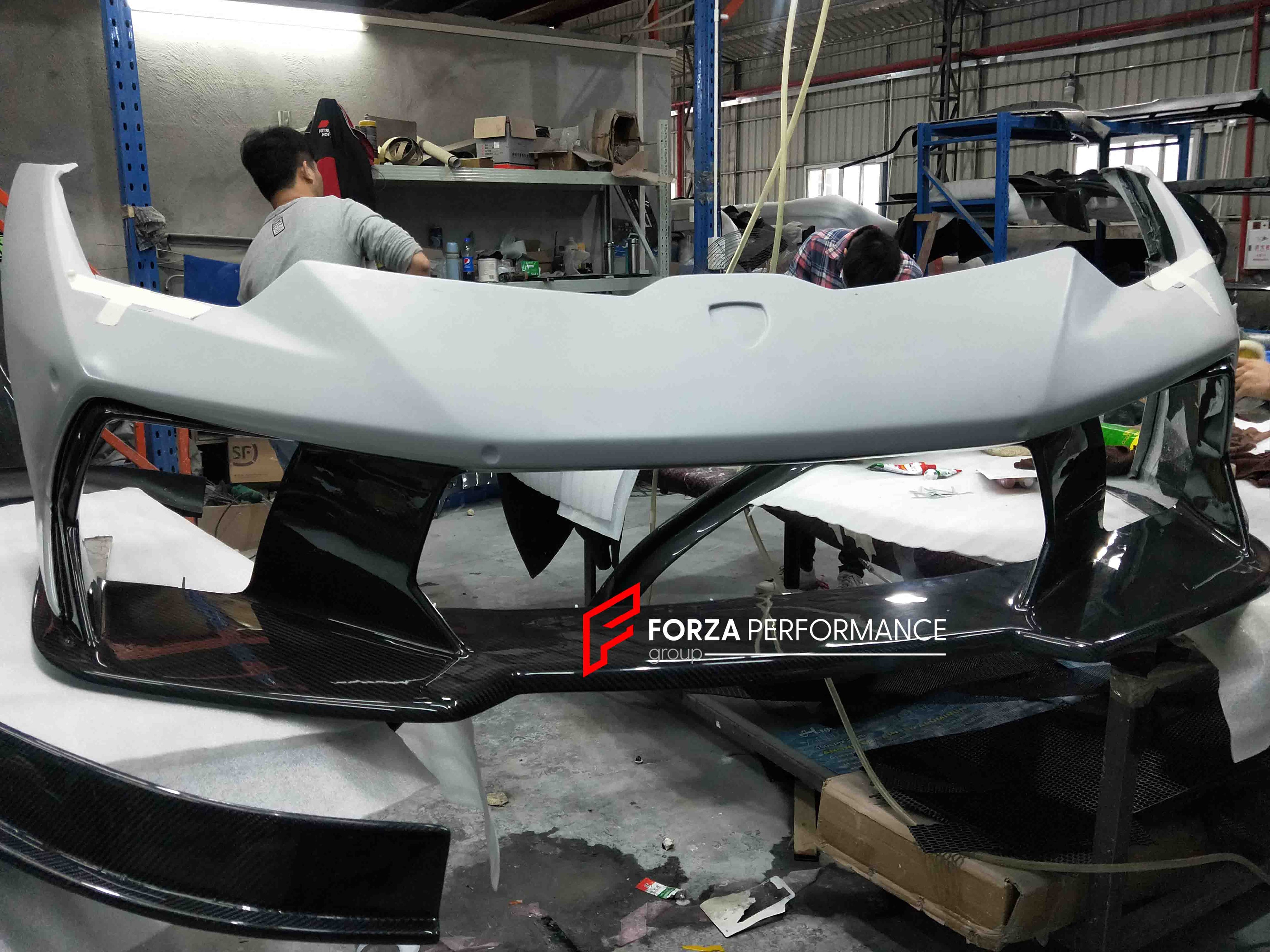 DRY CARBON FIBER FRONT BUMPER COVER for LAMBORGHINI HURACAN LP610 2016 - 2020