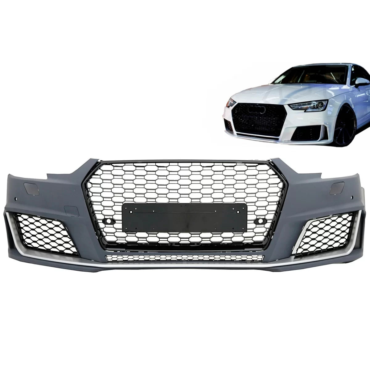 Front Bumper with Grille suitable for Audi A4 B9 8W (2016-2018) Quattro RS4 Design – product image 1
