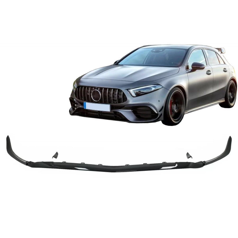 Front Bumper Lip Extension suitable for Mercedes A-Class A45 W177 V177 (2018-up) A45S Design Piano Black – product image 1