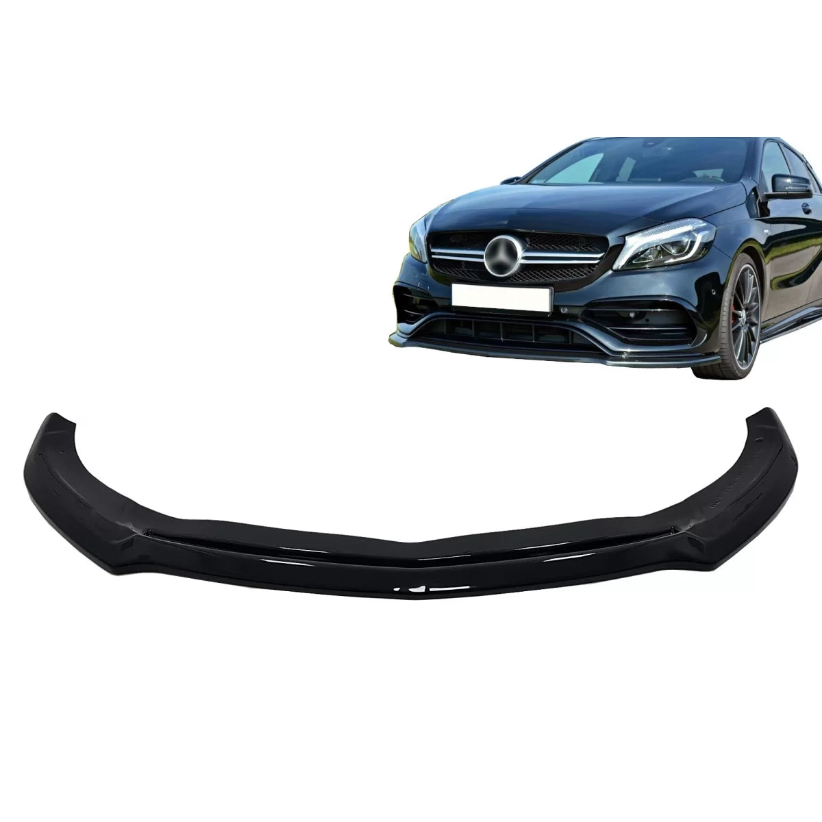 Front Bumper Lip Extension suitable for Mercedes A-Class W176 AMG Facelift (2015-2018) Piano Black – product image 1