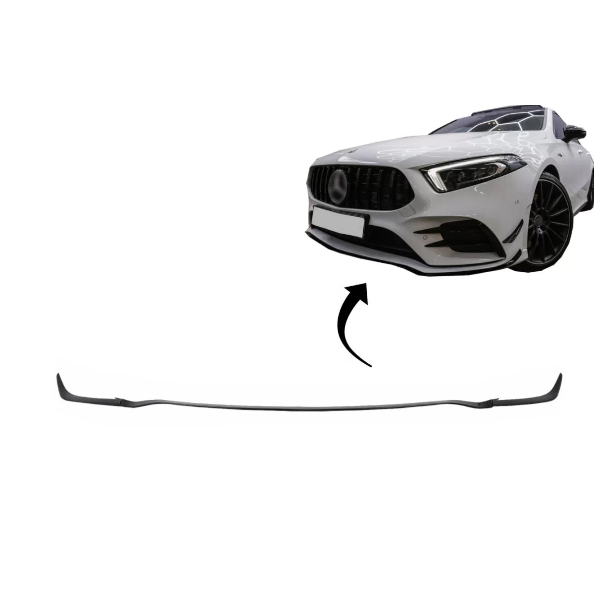 Front Bumper Lip Extension suitable for Mercedes A-Class W177 V177 (04.2018-2022) A35 Design Black Edition – product image 1