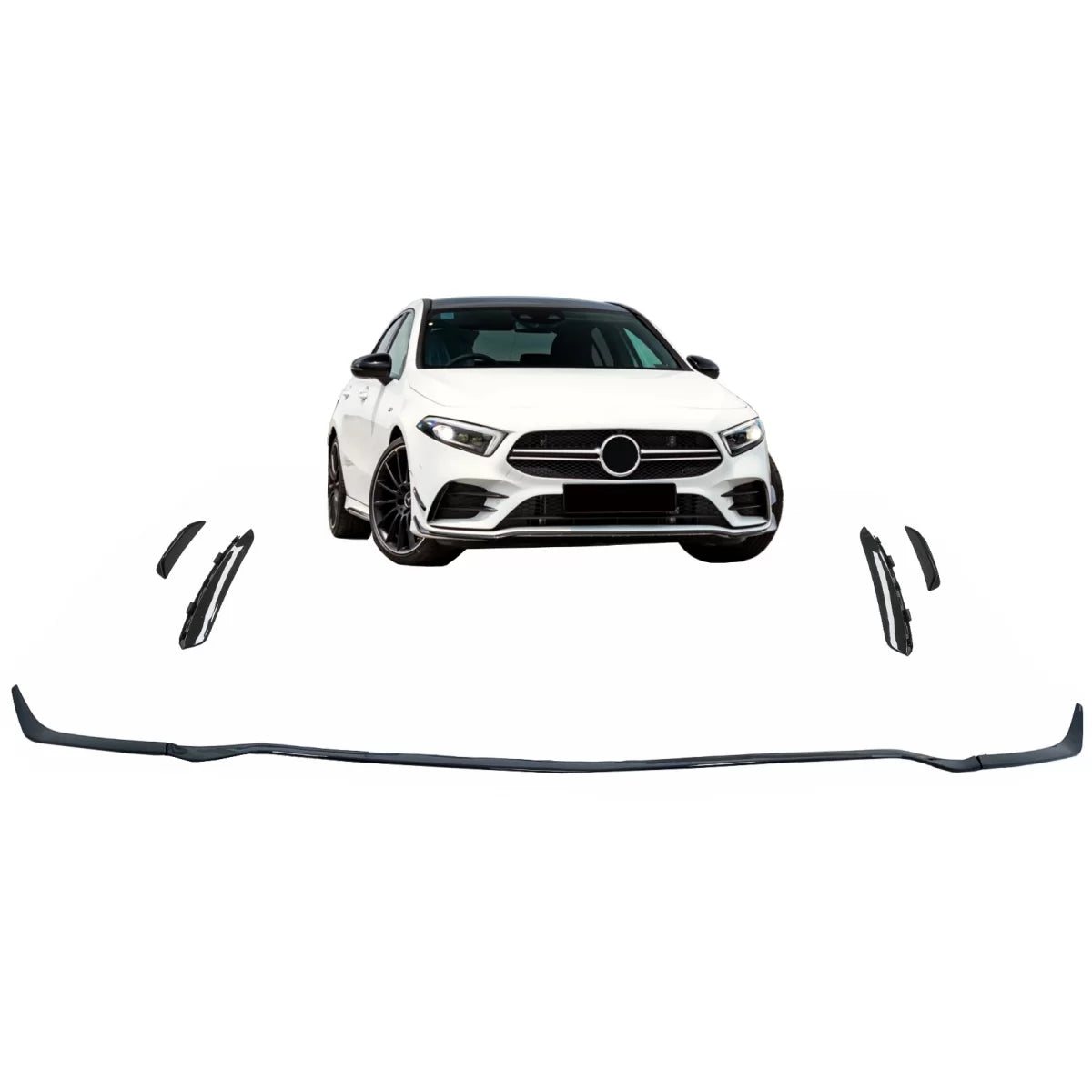 Front Bumper Lip Extension suitable for Mercedes A-Class W177 V177 Sport-Line / A35 (04.2018-2022) Black – product image 1