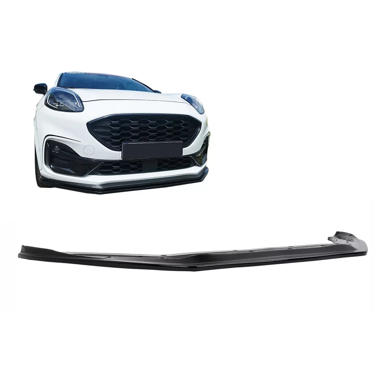Front Bumper Lip Extension Spoiler suitable for Ford Puma (2019-Up) only for ST Piano Black – product image 1
