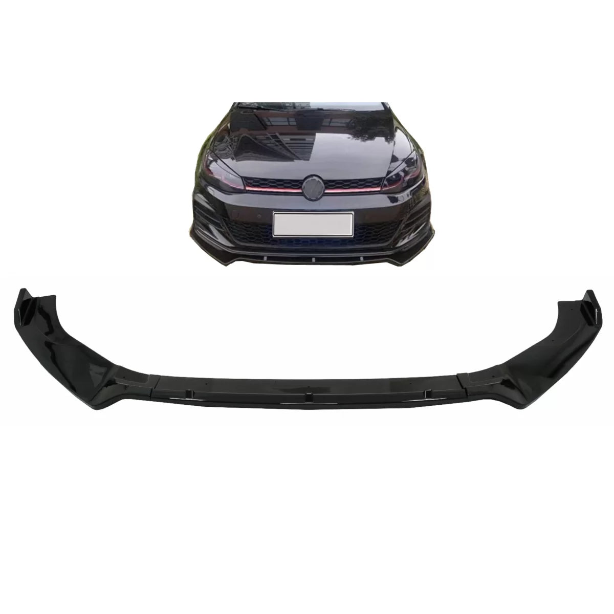 Front Bumper Lip Extension Spoiler suitable for VW Golf 7 GTI 7.5 GTI & R (2013-2020) Piano Black – product image 1