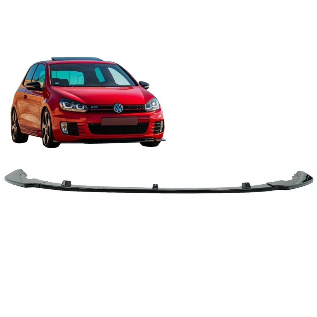 Front Bumper Lip Extension Spoiler suitable for VW Golf VI 6 MK6 (2009-2013) GTI Design Piano Black – product image 1