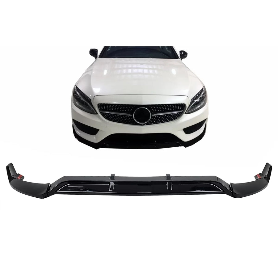 Front Bumper Lip suitable for Mercedes C-Class W205 Sedan S205 T-Modell A205 Cabriolet C205 Coupe (2014-2019) Sport Line Pian