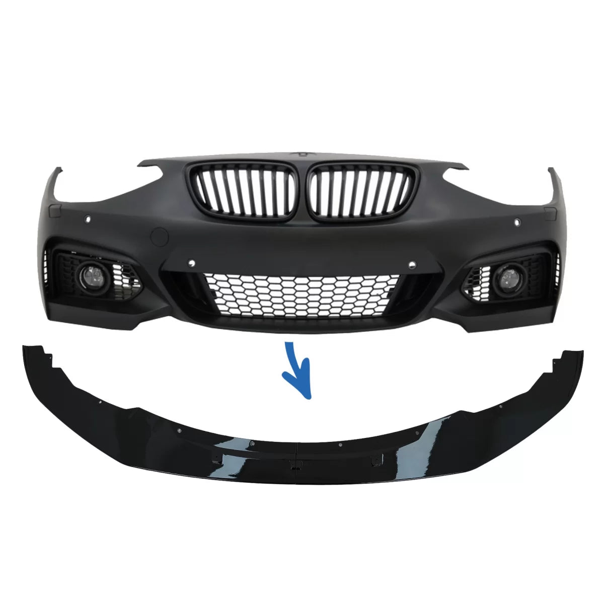 Front Bumper Lip Spoiler suitable for BMW 1 Series F20 F21 (2011-2014) 2 Series F22 F23 (2014-up) M Sport M-Performance Desig