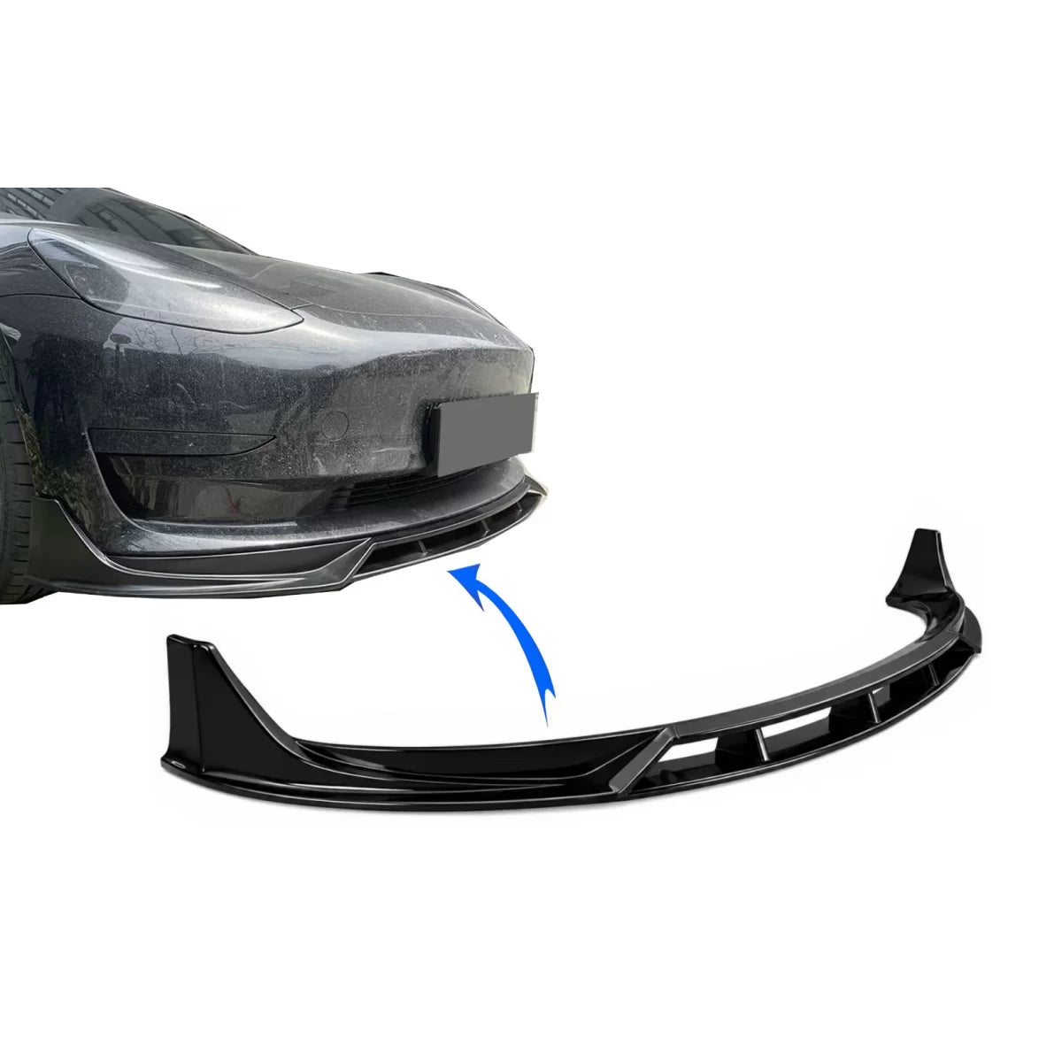 Front Bumper Lip suitable for Tesla Model 3 (2017-2022) Piano Black – product image 1