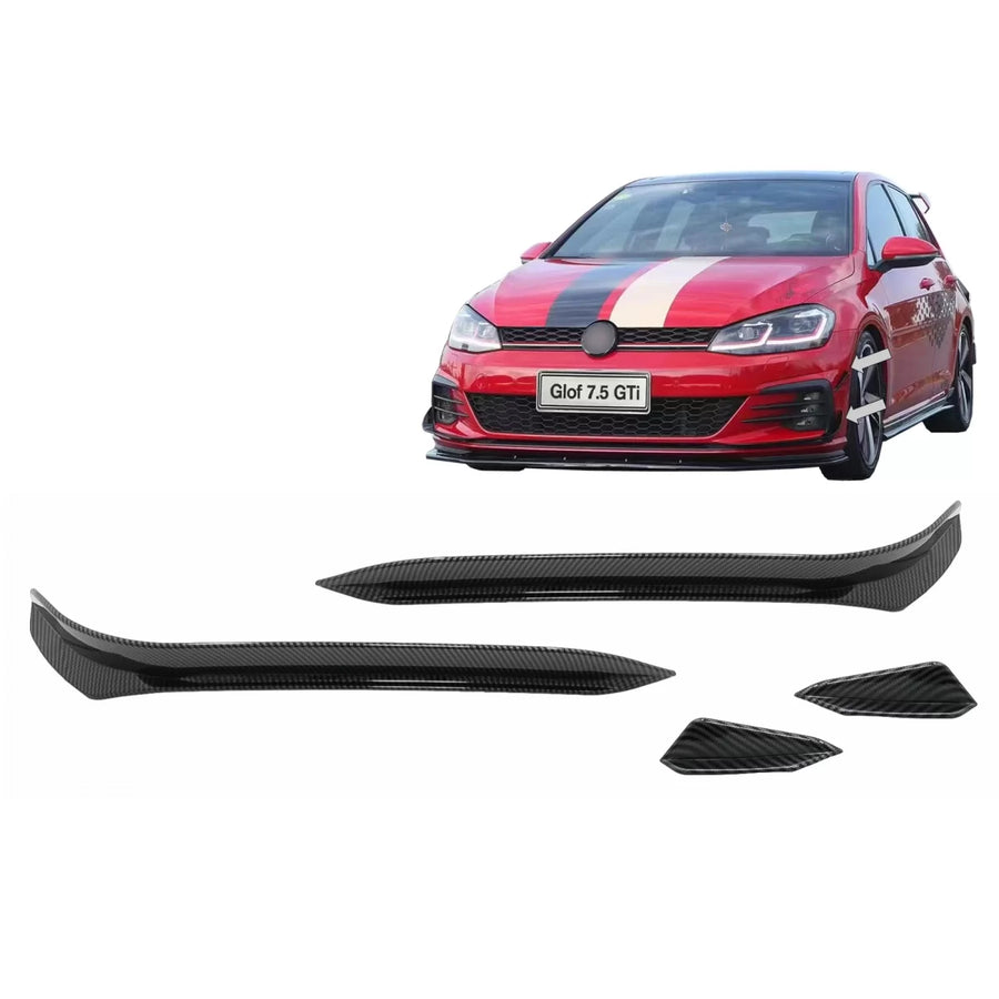 Front Bumper Side Fins Flaps suitable for VW Golf 7.5 GTI 5G Hatchback (2017-2020) Carbon Look – product image 1