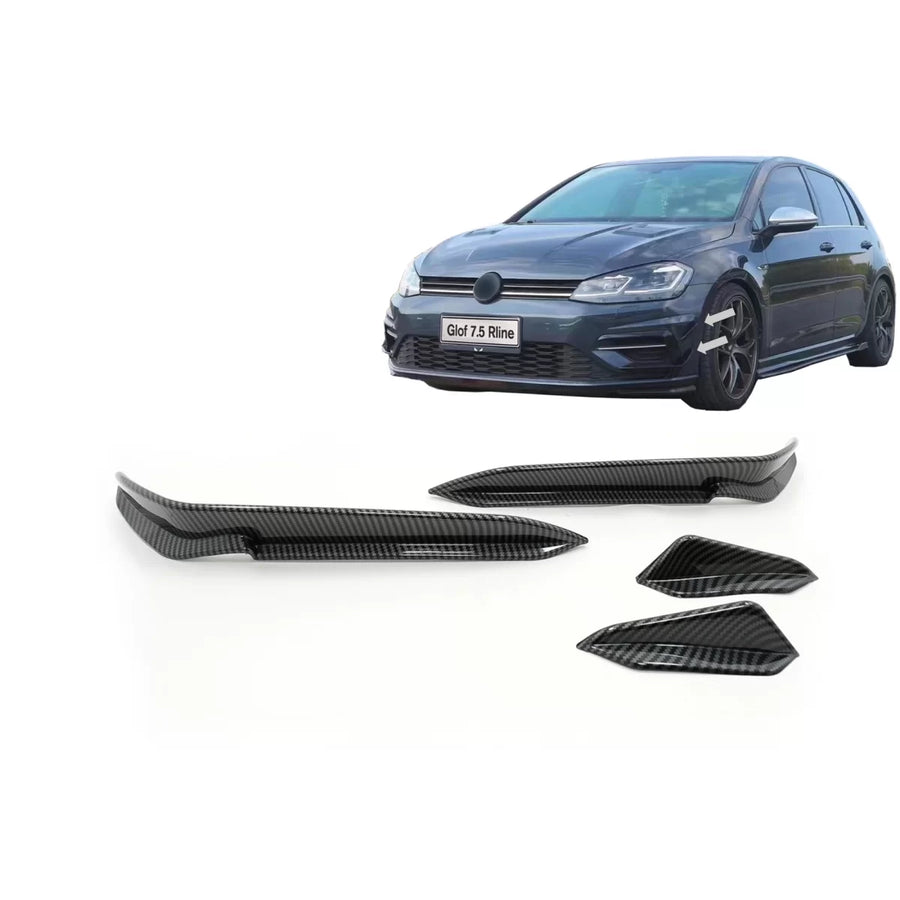 Front Bumper Side Fins Flaps suitable for VW Golf 7.5 5G R Hatchback (2017-2020) Carbon Look – product image 1