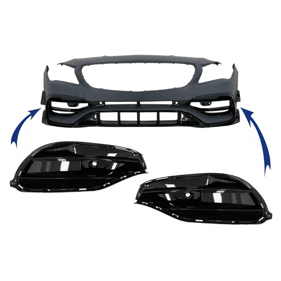 Front Bumper Side Grilles suitable for Mercedes CLA W117 C117 X117 (2013-2018) Facelift CLA45 Design Piano Black – product im