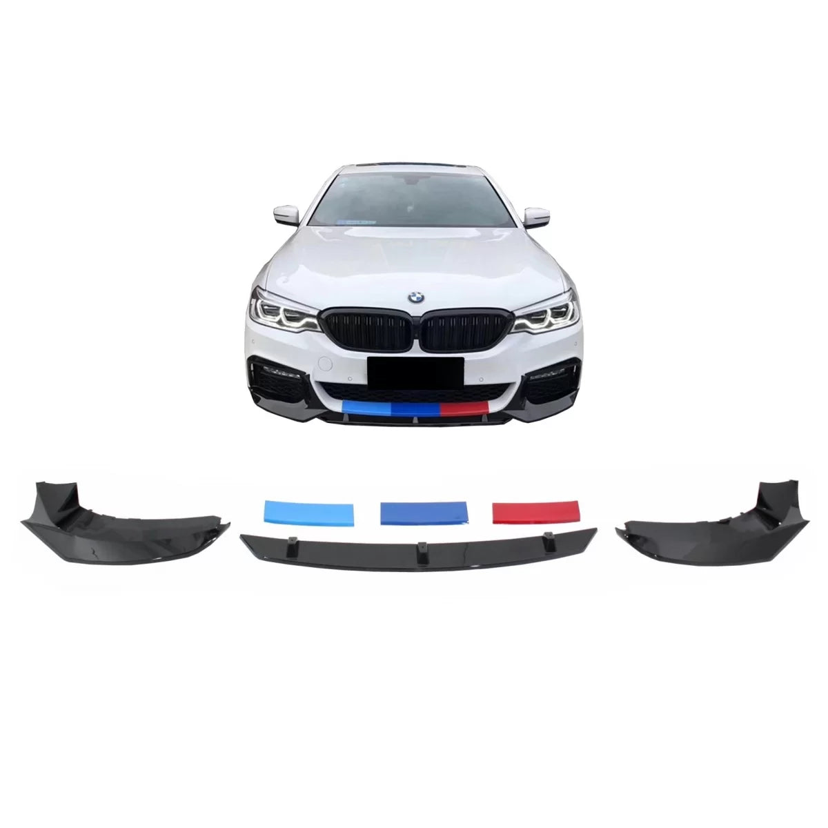 Front Bumper Spoiler suitable for BMW 5 Series G30 G31 Limousine Touring (2017-up) M5 Design Piano Black – product image 1