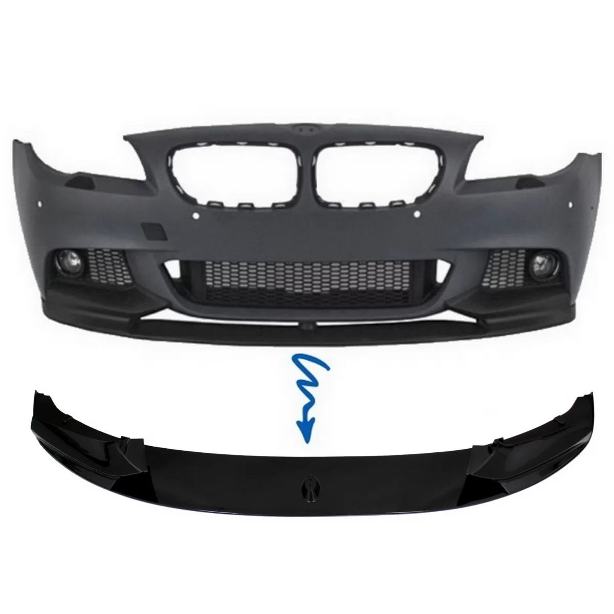 Front Bumper Spoiler Lip suitable for BMW 5 Series F10 F11 Sedan Touring (2011-2017) M Design Shiny Black – product image 1