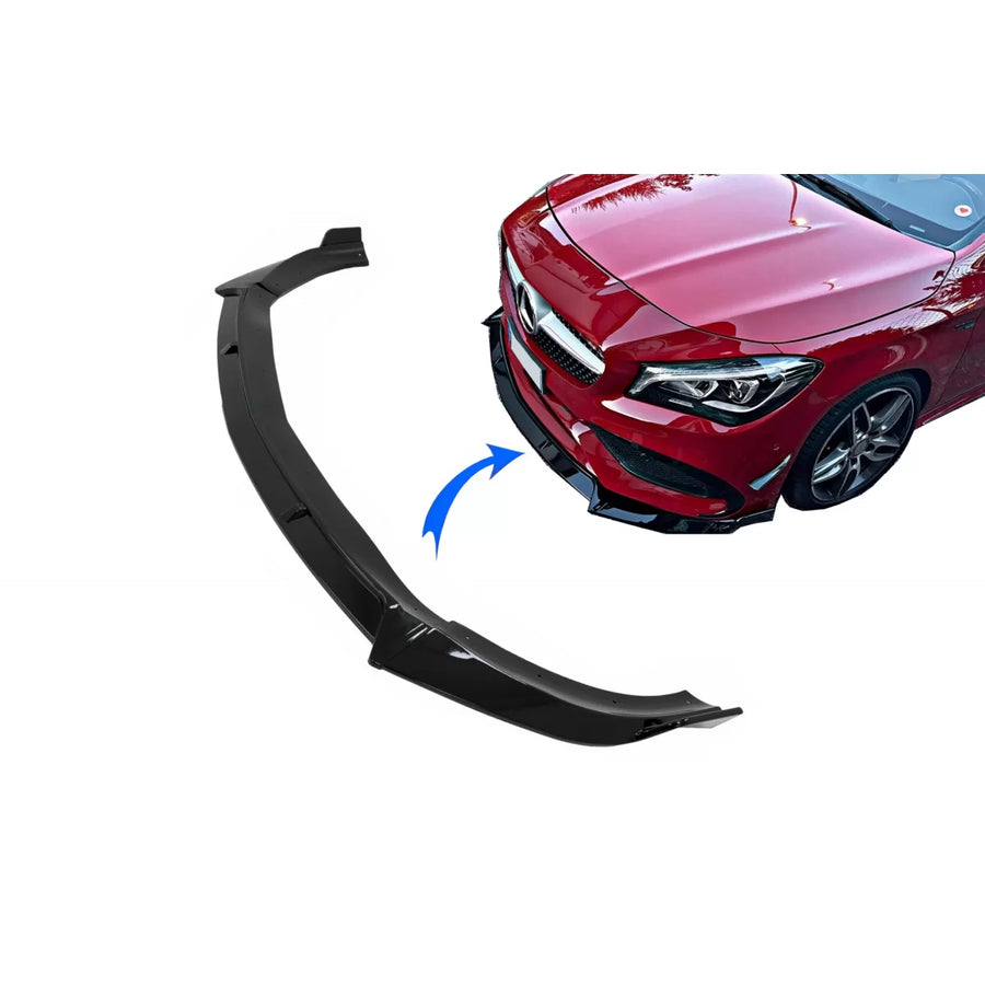 Front Bumper Spoiler Lip Extension suitable for Mercedes CLA C117 X117 Sport Line (2016-2018) Piano Black – product image 1