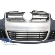 Front Bumper suitable for VW Golf V 5 (2003-2007) Jetta (2005-2010) R32 Look Brushed Aluminium Look Grille – product image 3