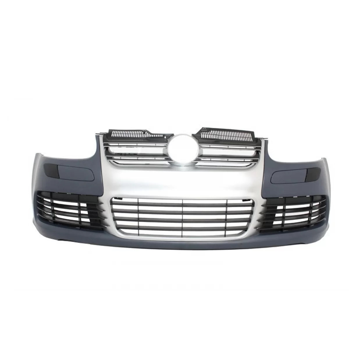 Front Bumper suitable for VW Golf V 5 (2003-2007) Jetta (2005-2010) R32 Look Brushed Aluminium Look Grille – product image 1