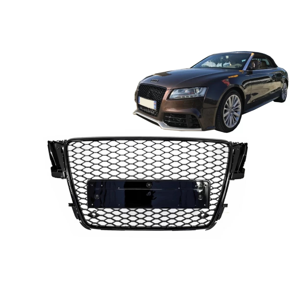 Front Grille suitable for Audi A5 8T (2008-2011) RS5 Design Badgeless Piano Black – product image 1