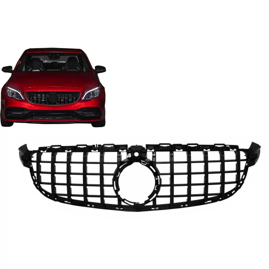 Front Grille suitable for Mercedes C-Class C63 W205 Sedan S205 T-Modell A205 Cabriolet C205 Coupe (03.2018-2020) with camera 