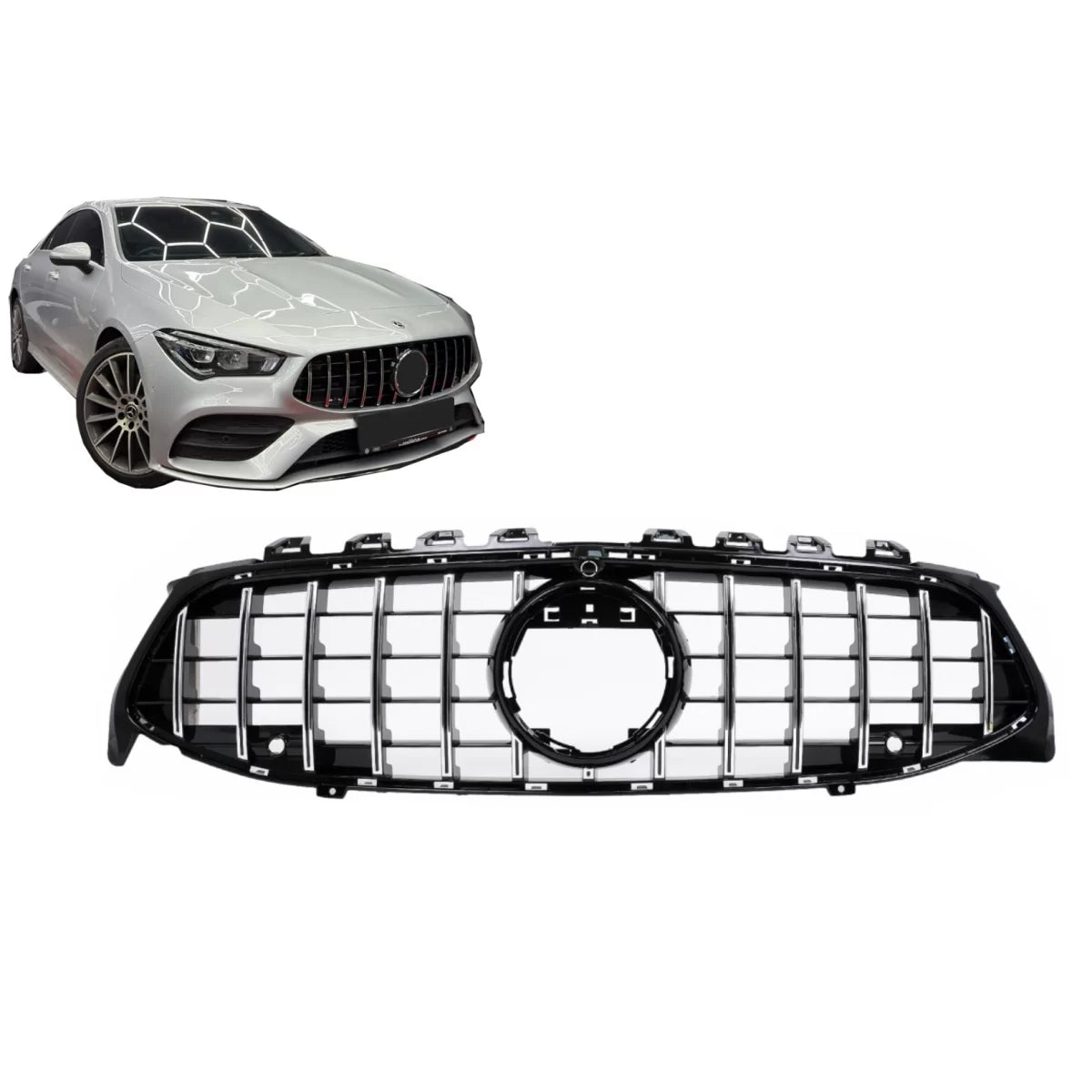 Front Grille suitable for Mercedes CLA X118 C118 (2019-05.2023) Chrome Stripes GT-R Panamericana Design – product image 1