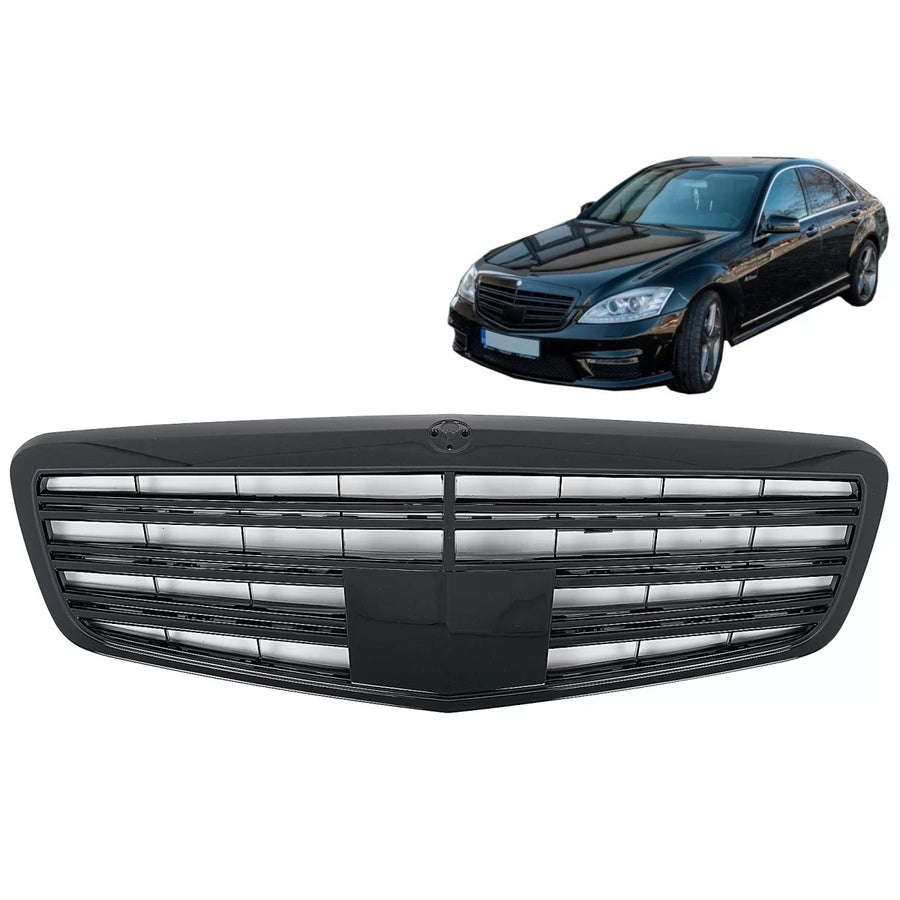 Front Grille suitable for Mercedes S-Class W221 Facelift (2010-2013) S63 S65 Design Piano Black – product image 1