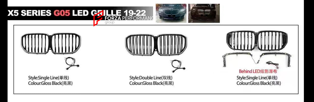 FRONT GRILLE WITH LED LIGHTS for BMW MODELS