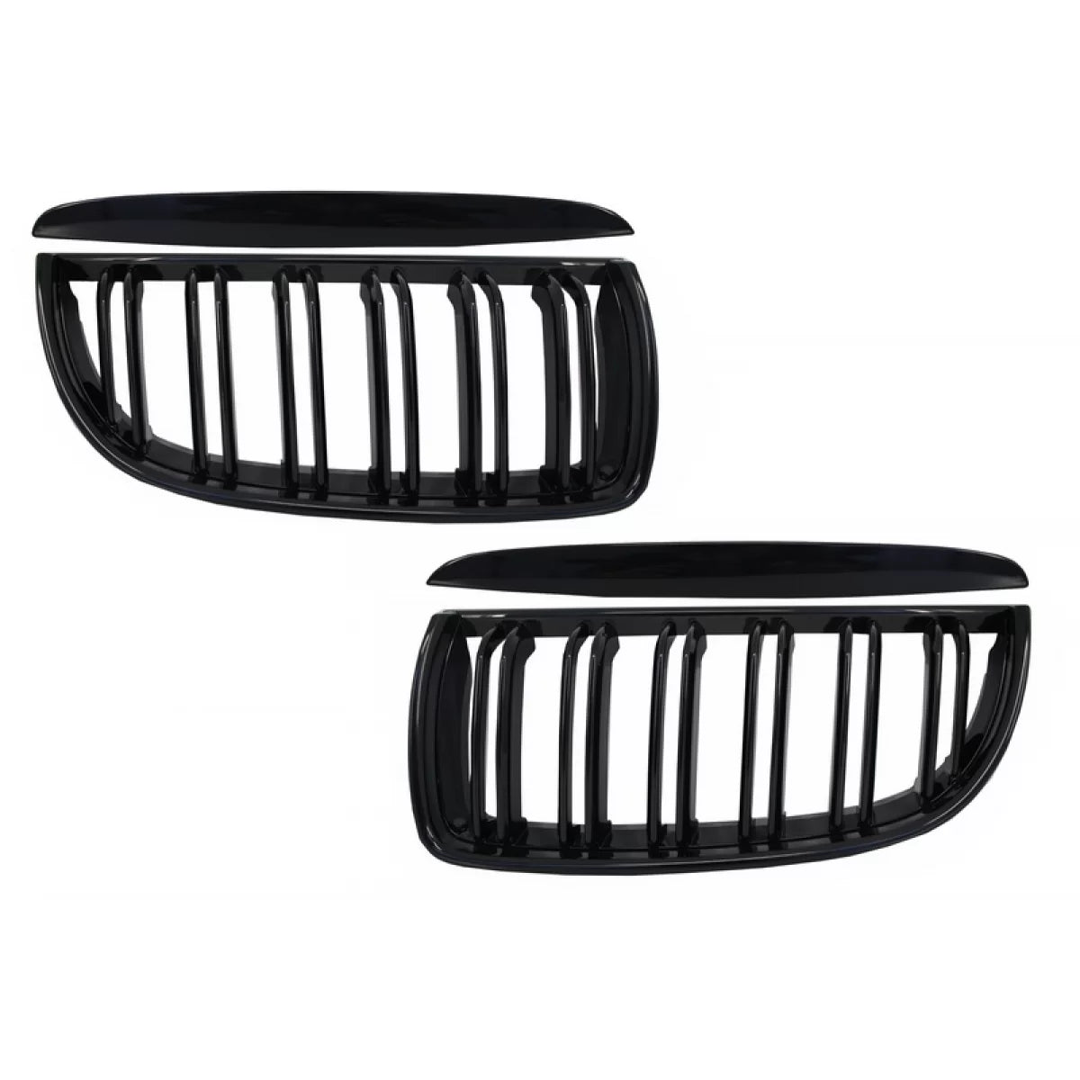 Front Kidney Grilles suitable for BMW 3 Series E90 E91 Pre-LCI (2005-2008) Double Stripe M Design Piano Black – product image