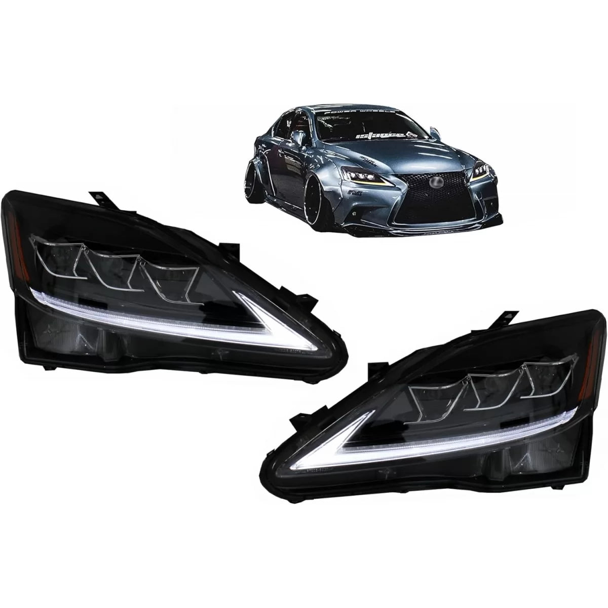FULL LED DRL Headlights Dynamic Turn Light Signal suitable for LEXUS IS XE20 (2006-2013) Black Edition – product image 1