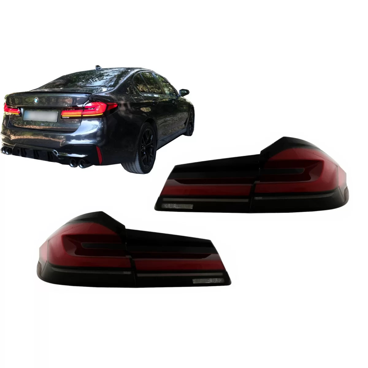 Full LED Taillights suitable for BMW 5 Series G30 Sedan (2017-2019) LCI Design with Static Turning Lights – product image 1