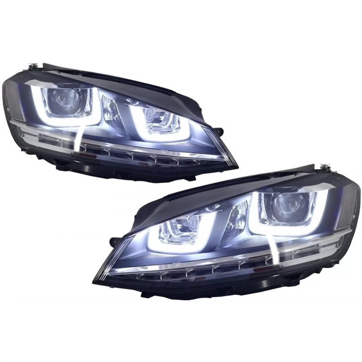 Headlights 3D LED DRL suitable for VW Golf 7 VII (2012-2017) Silver R-Line LED Flowing Dynamic Sequential Turning Lights – pr
