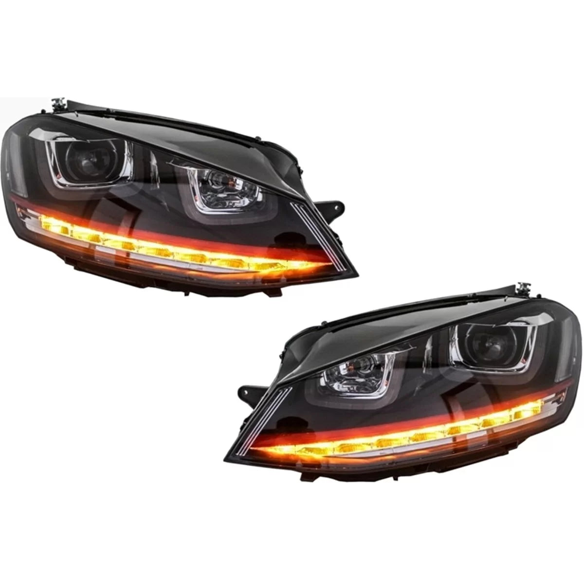 Headlights 3D LED DRL suitable for VW Golf 7 VII (2012-2017) RED R20 GTI Look LED Flowing Turning Lights – product image 1