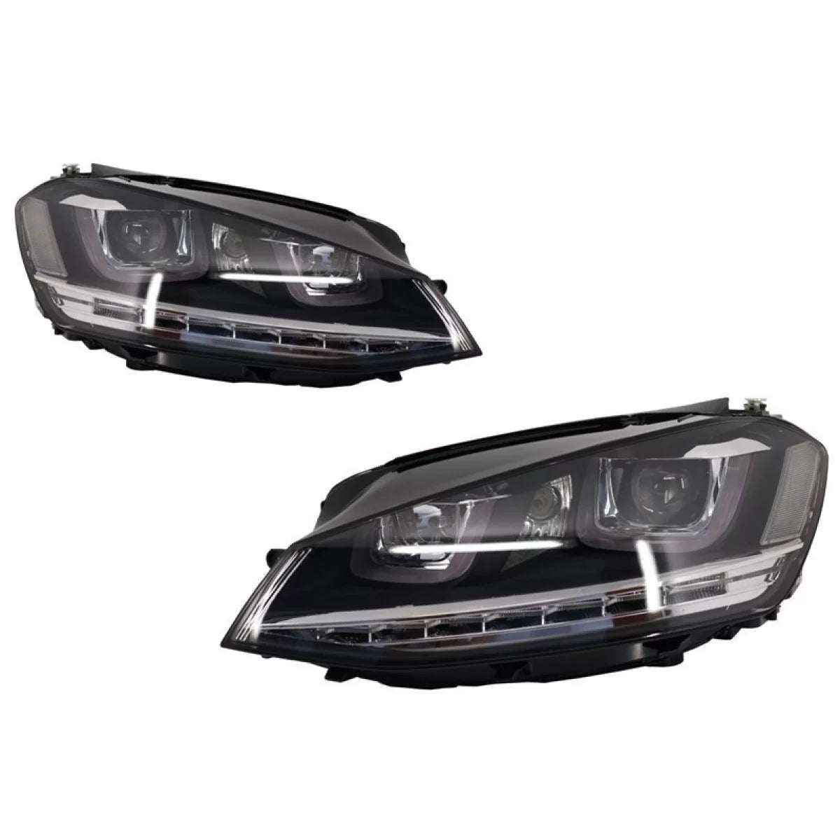 Headlights 3D LED DRL suitable for VW Golf 7 VII (2012-2017) Silver R-Line LED Flowing Dynamic Sequential Turning Lights – pr
