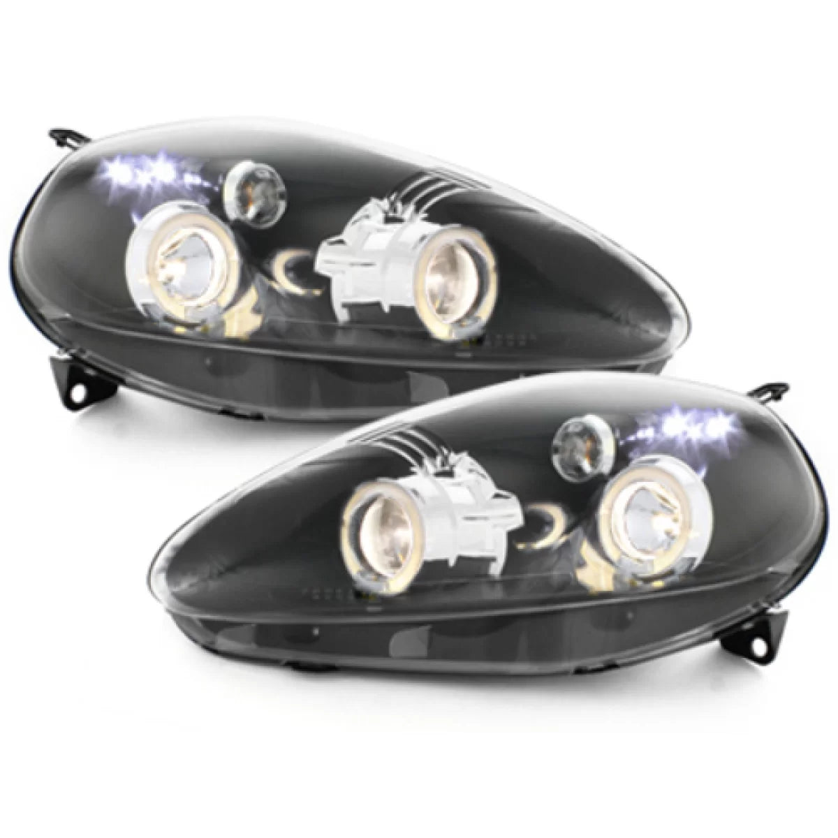 Headlights suitable for Fiat Grande Punto (09.2005-2008) Angel Eyes 2 Halo Rims Black – product image 1
