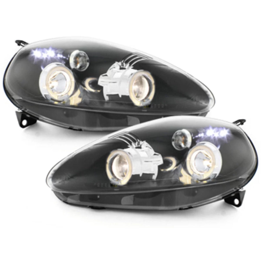 Headlights suitable for Fiat Grande Punto (09.2005-2008) Angel Eyes 2 Halo Rims Black – product image 1