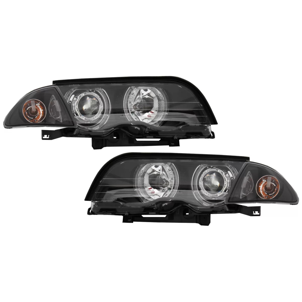 Headlights LED Angel Eyes suitable for BMW E46 Limousine Touring (1998-2001) Black – product image 1