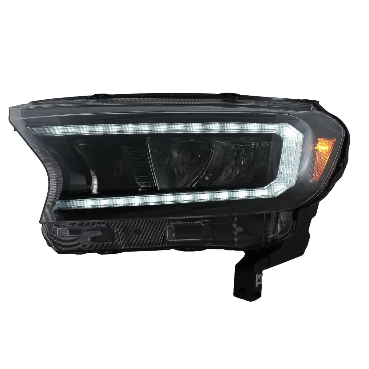 Headlights LED Light Bar suitable for Ford Ranger (2015-2020) LHD Full Black Housing with Sequential Dynamic Turning Lights –