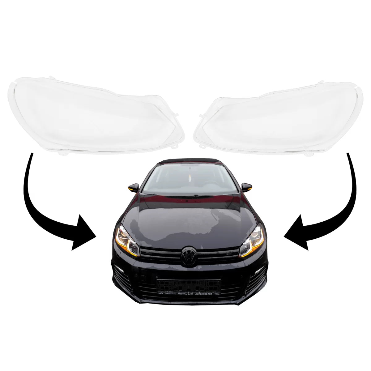 Headlights Lens Glasses suitable for VW Golf 6 VI Mk6 (2008-2014) Clear Glass Optics – product image 1